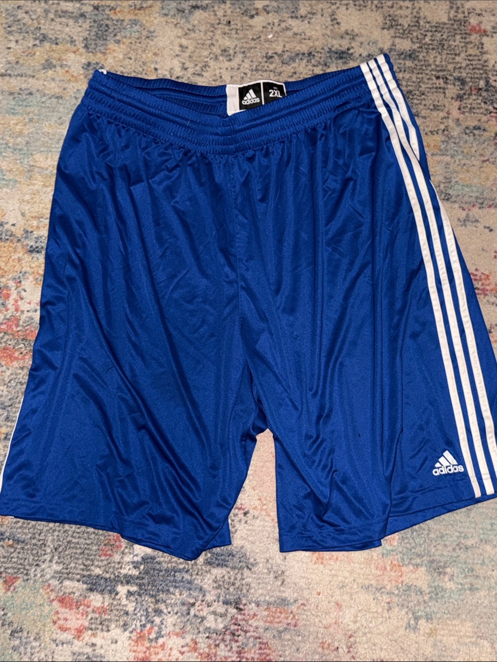 adidas Men's Blue Training Shorts with White Three-Stripes